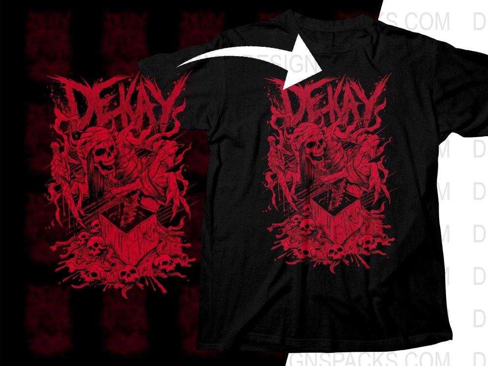 Red Dekay Unique Skeleton Design Rock Png Halftone Digital Download