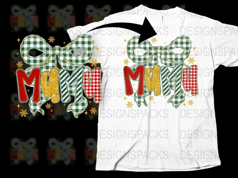 Festive Merry Christmas T-Shirt, Buffalo Plaid with Bow, Holiday Casual Wear, Unisex Xmas Tee Gift