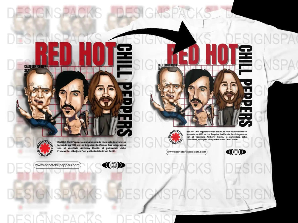 Red Hot Chili Peppers Funny Caricature Rock Band Png Design Digital Download