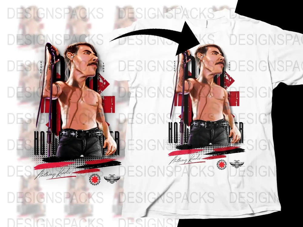 Red Hot Chili Peppers Iconic Music Legend Caricature Anthony Kiedis Png Design Digital Download