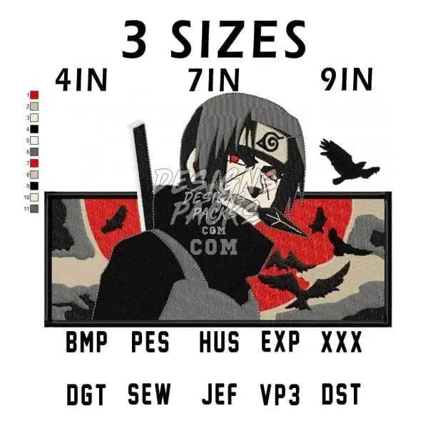 Red Moon Itachi Uchiwa Anime Embroidery Design