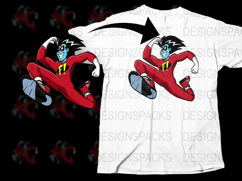 Red Superhero in Action Streetwear Png Digital Download
