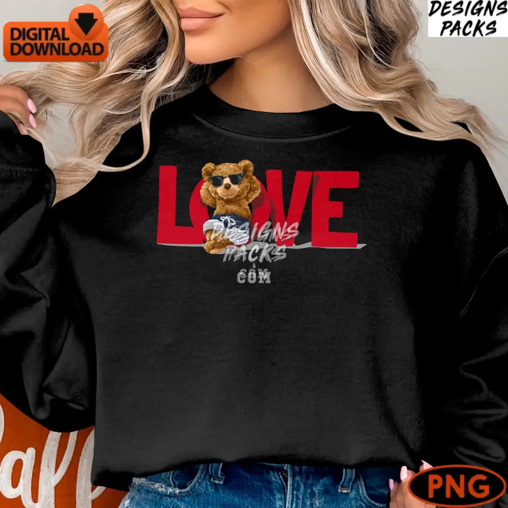 Relax And Enjoy Love Bear Digital Png Cute Sunglasses Instant Download Animal Graphic For Print