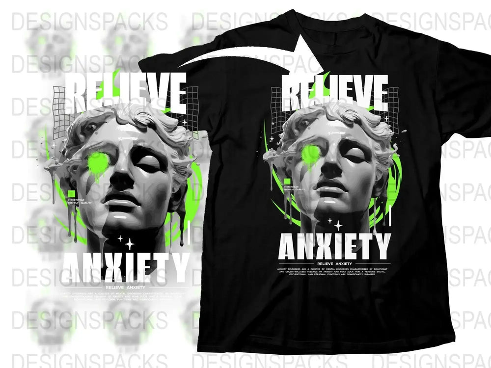 Relieve Anxiety Artistic Modern Design Png Digital Download