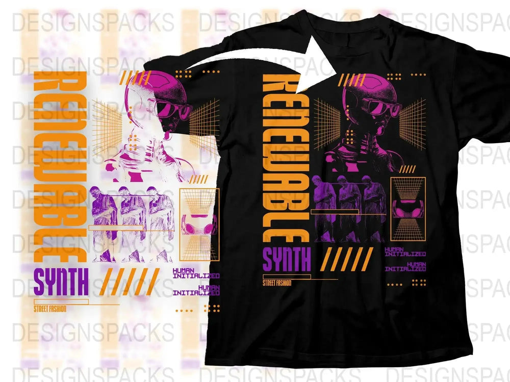 Renewable Synth Human Initialized Streetwear Png Digital Download
