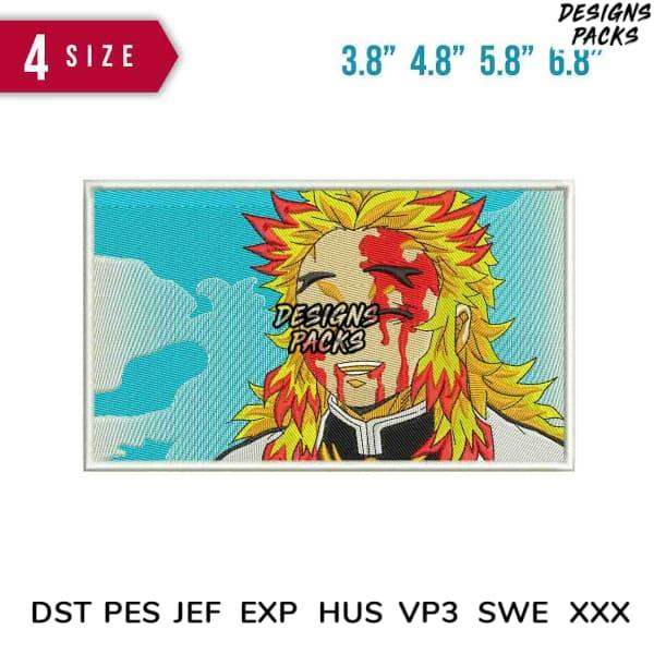 Anime character embroidery design with 4 sizes, print-ready PES DST EXP files for machine stitching