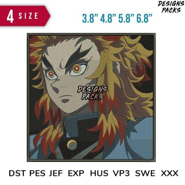 Anime character embroidery design in 4 sizes, print-ready formats for DTG/DTF and tumbler wraps