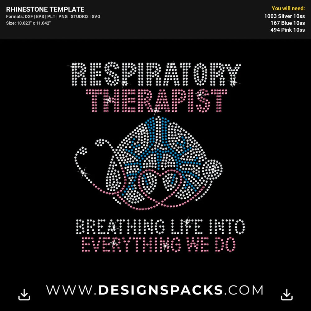 Respiratory Therapist Updated Rhinestone Digital Template