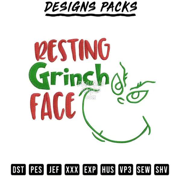 Resting Grinch face Embroidery Design 3.8" 4.8" 5.8" 6.8"