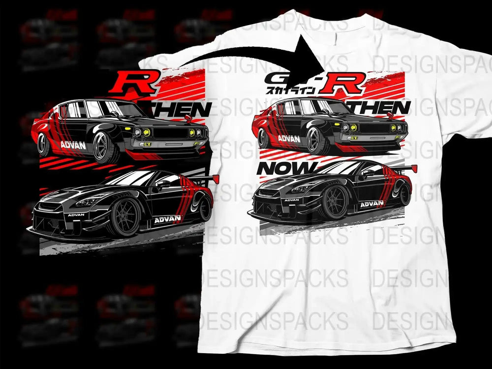 Retro and Modern GT-R Car Png Digital Download