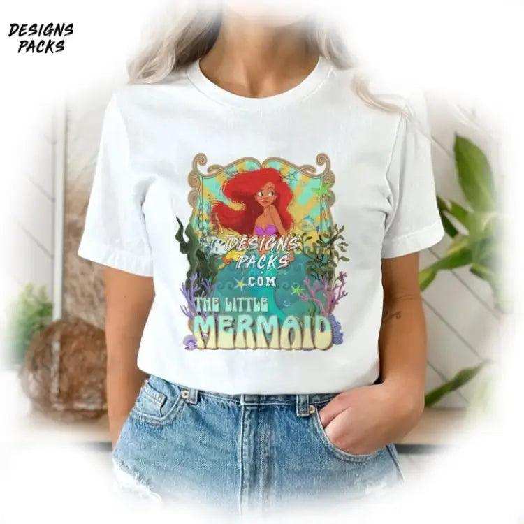 Retro Ariel Princess Black Little Mermaid Cartoon Vintage Png Design