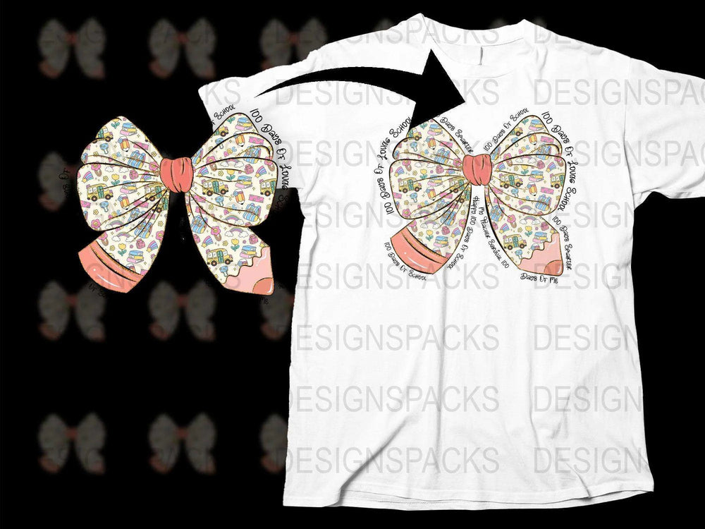 Girls' White T-Shirt with Colorful Bow Print, Casual Kids Fashion, Cute Summer Top, Gift for Daughters