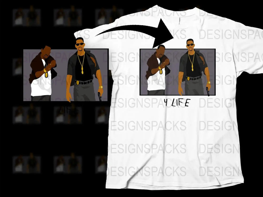 Retro Bad Boys 4 Life Graphic StreetWear Png Digital Download