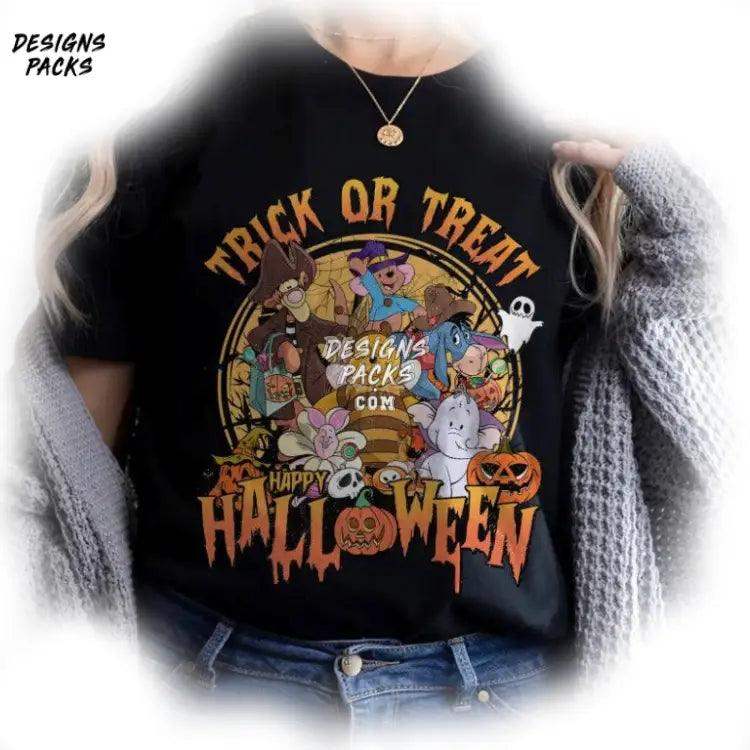 Retro Cartoon Land Halloween Matching World Winnie The Pooh Png Design