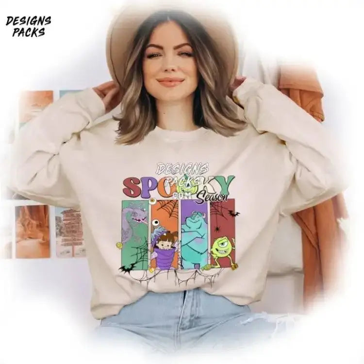 Retro Cartoon Land Halloween Mickey Not So Scary Monster Inc Spooky Season Png Design
