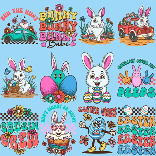24 Retro Easter Designs Bundle PNG