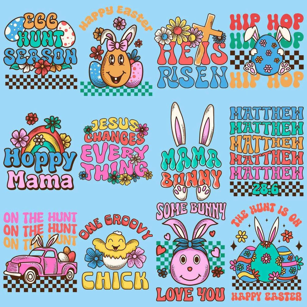 24 Retro Easter Designs Bundle PNG