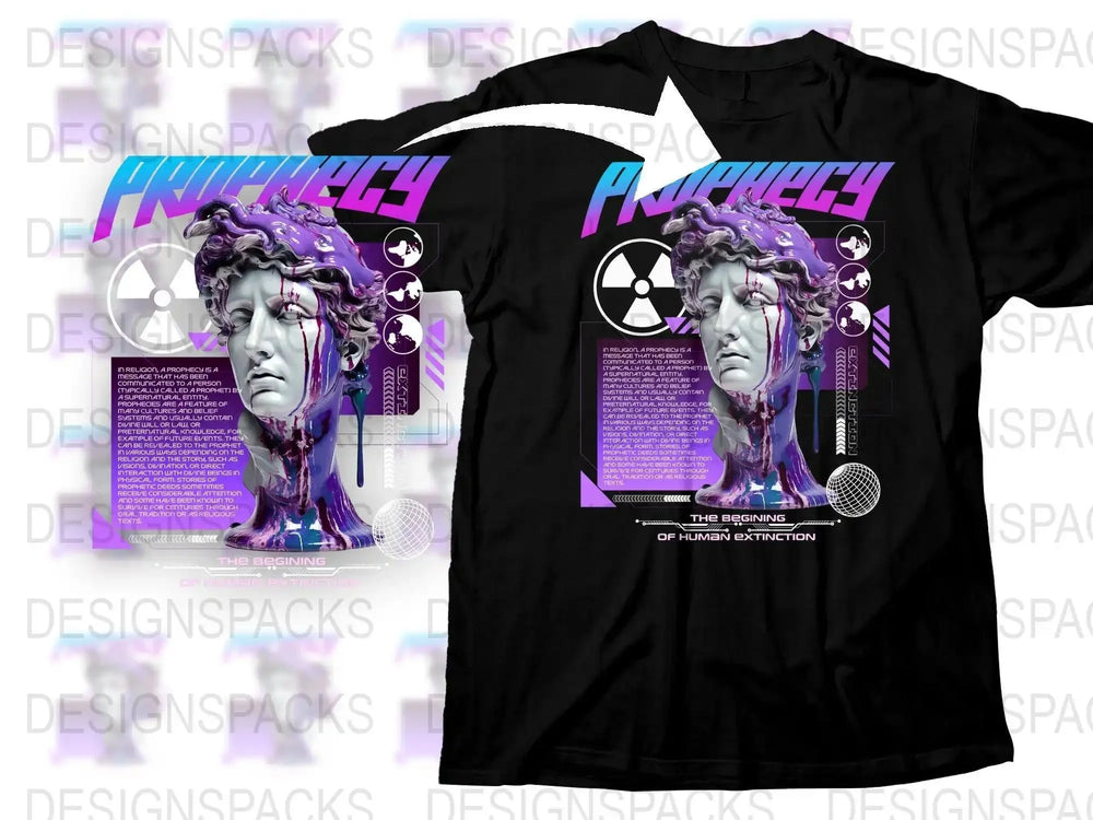 Retro Futuristic Prophecy Graphic Png Digital Download