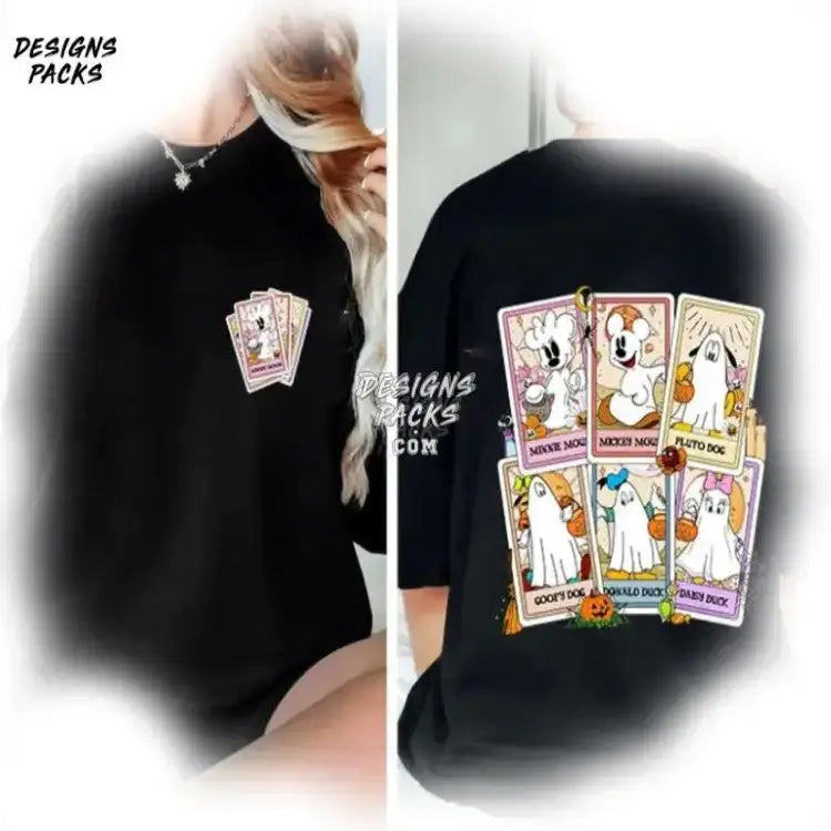 Retro Halloween Trendy Cartoon Ghost Tarot Card Png Design