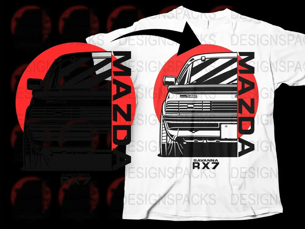 Retro Mazda Savanna RX7 Turbo Png Digital Download