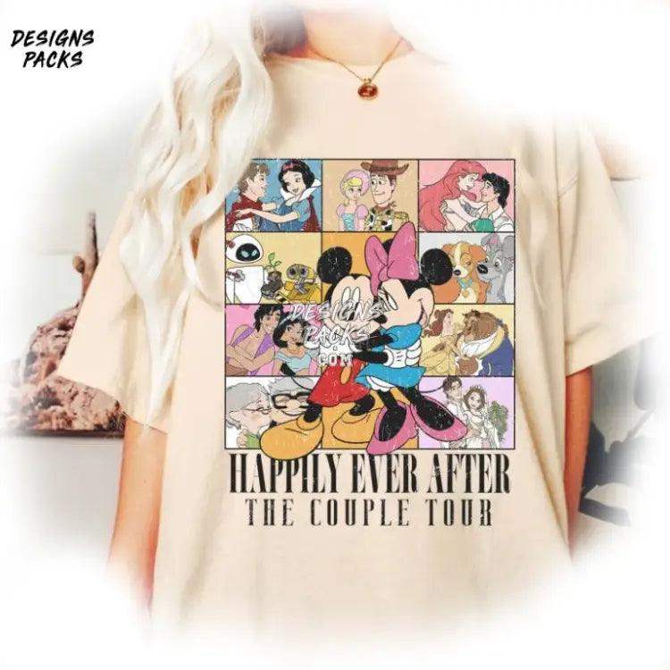 Retro Mickey Minnie Anniversary Family Cartoon Vintage Happily Ever After The Couple Tour Png Design