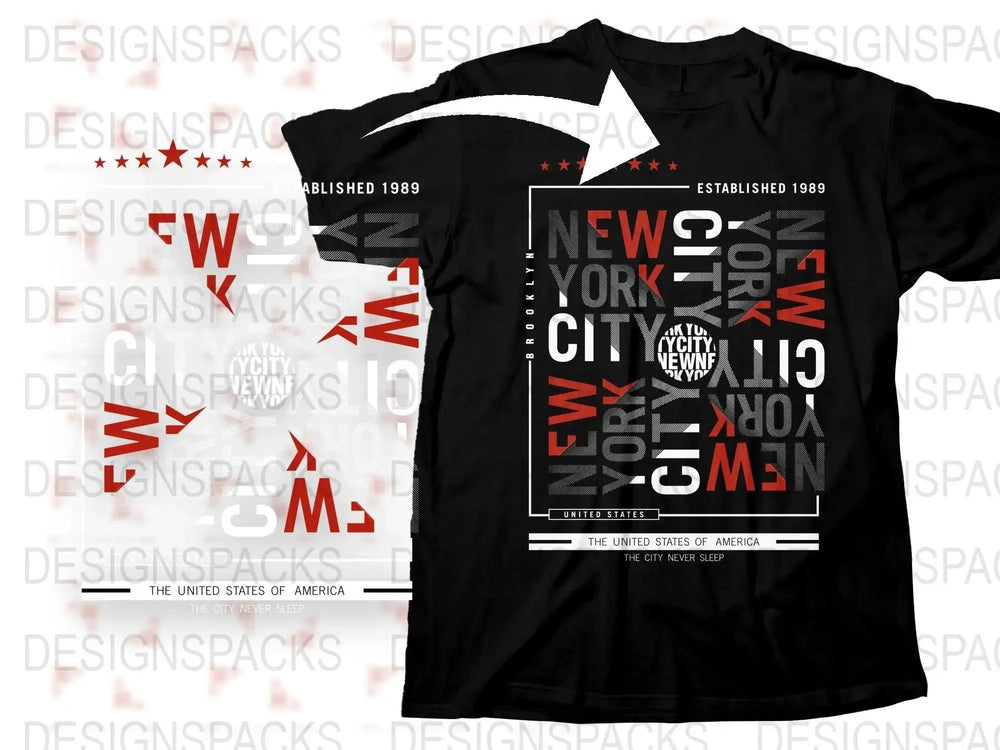 Retro New York City Brooklyn United States Png Digital Download