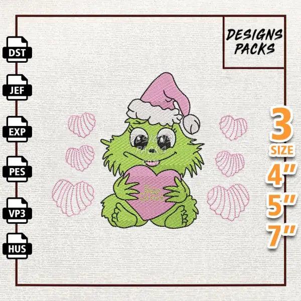 Retro Pink Christmas Embroidery Design