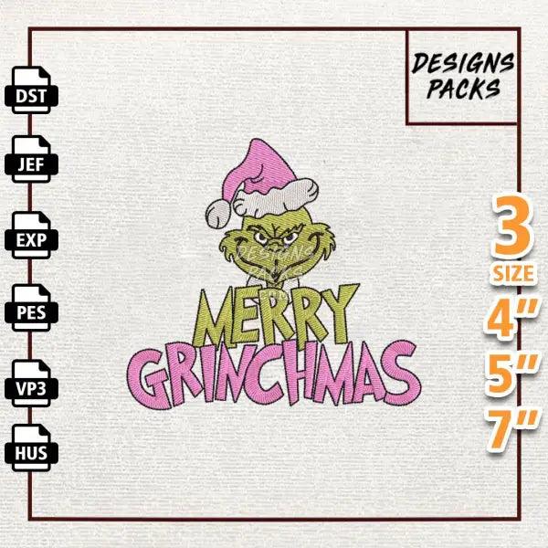 Retro Pink Christmas Embroidery Design
