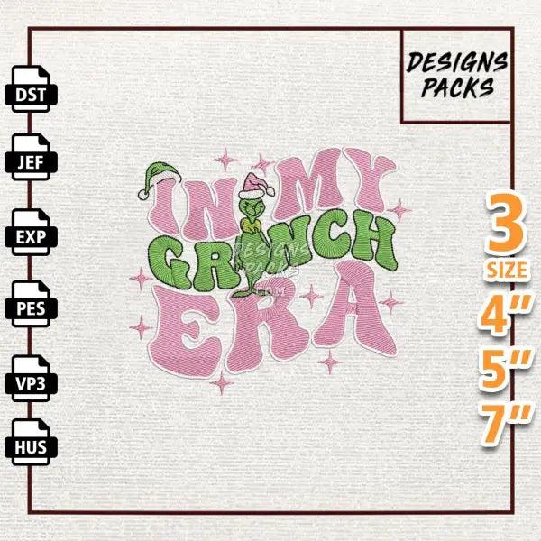 Retro Pink Christmas Embroidery Design