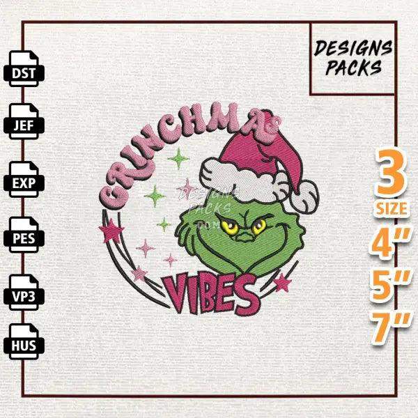 Retro Pink Christmas Embroidery Design