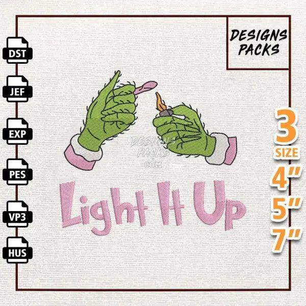 Retro Pink Greench Weed Embroidery Design