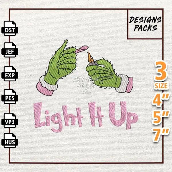 Retro Pink Greench Weed Embroidery Design