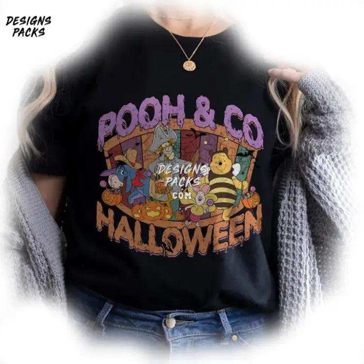 Retro Pooh Bear Spooky Season Halloween Cartoon And Friends Png Design
