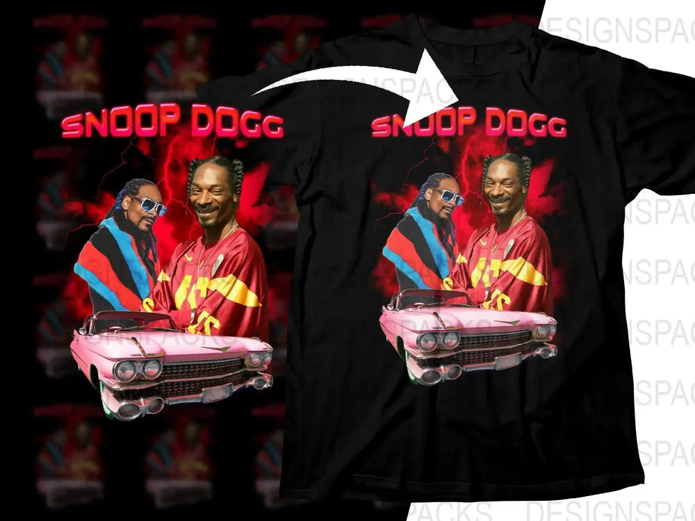 Retro Snoop Dogg Pink Cadillac Graphic Print Png Digital Download