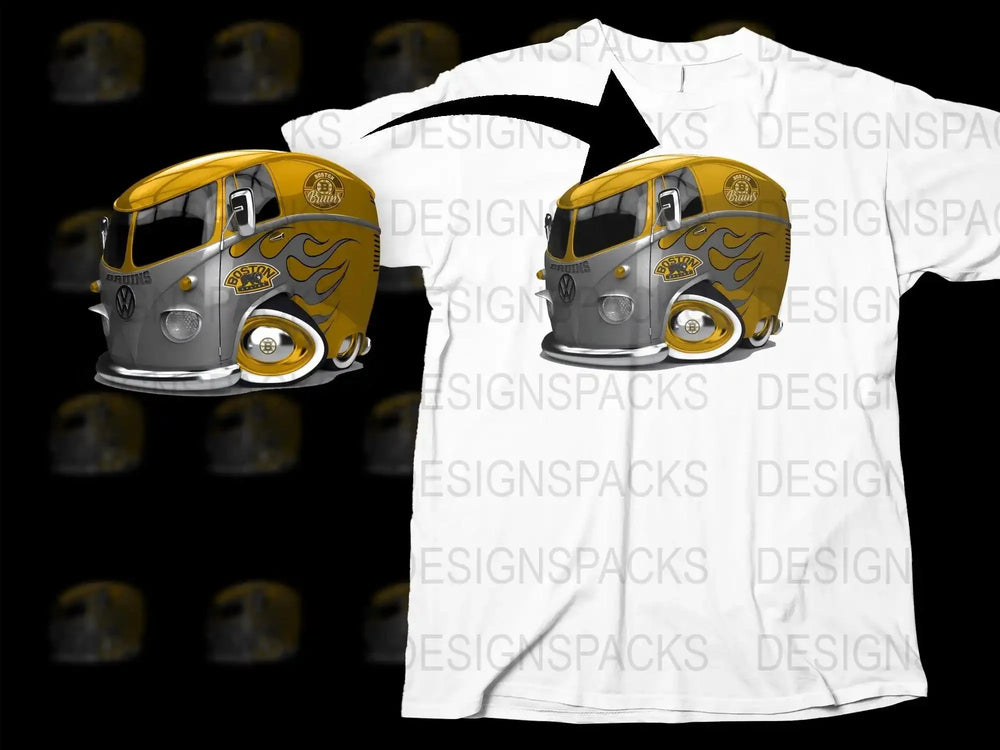 Retro Style Boston Bruins Custom Van Graphic Png Digital Download