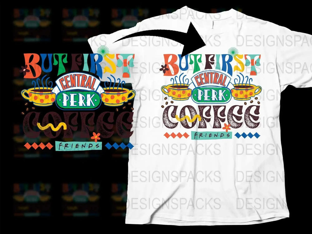 Retro Style Central Perk Coffee Friends TV Show Png Digital Download