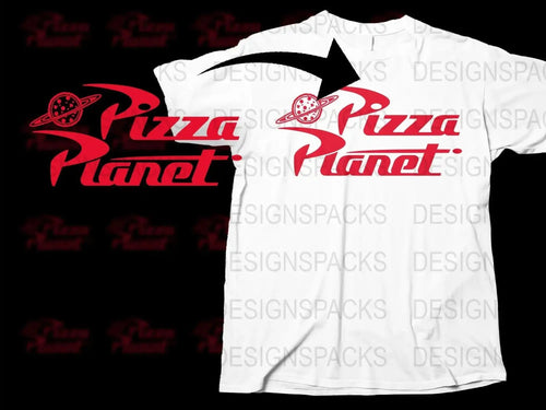 Retro Style Pizza Planet Logo Graphic Png Digital Download