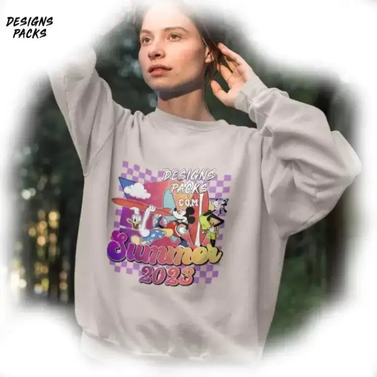Retro Summer Mickey & Friends Vibes Cricut Cartoon And Sublimation Png Design