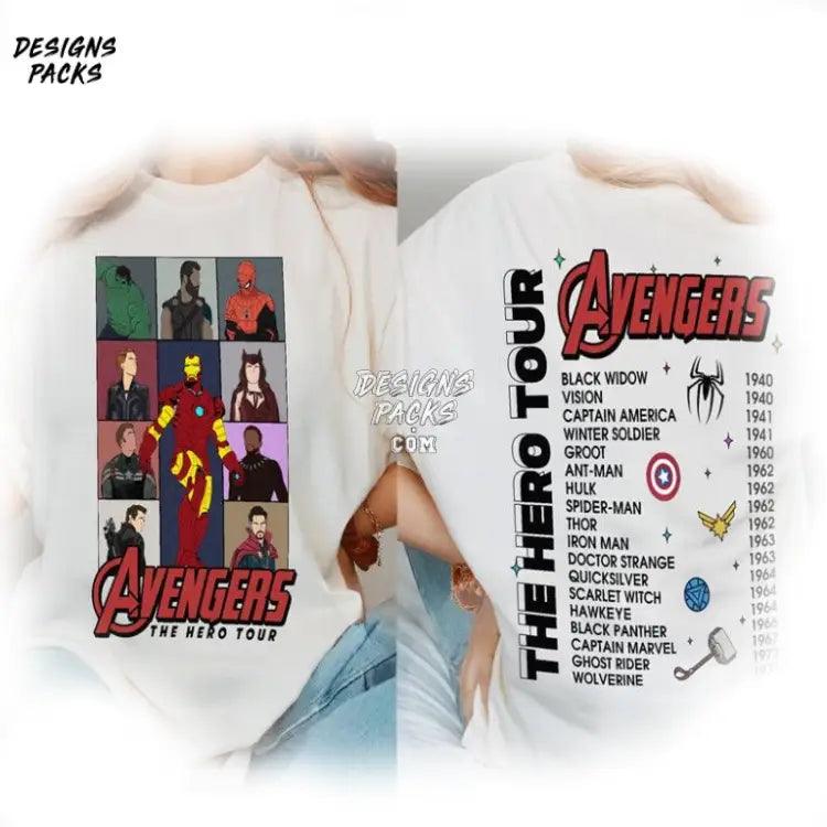 Retro Superhero Team Avengers Two - Sided X - Men The Hero Tour Png Design