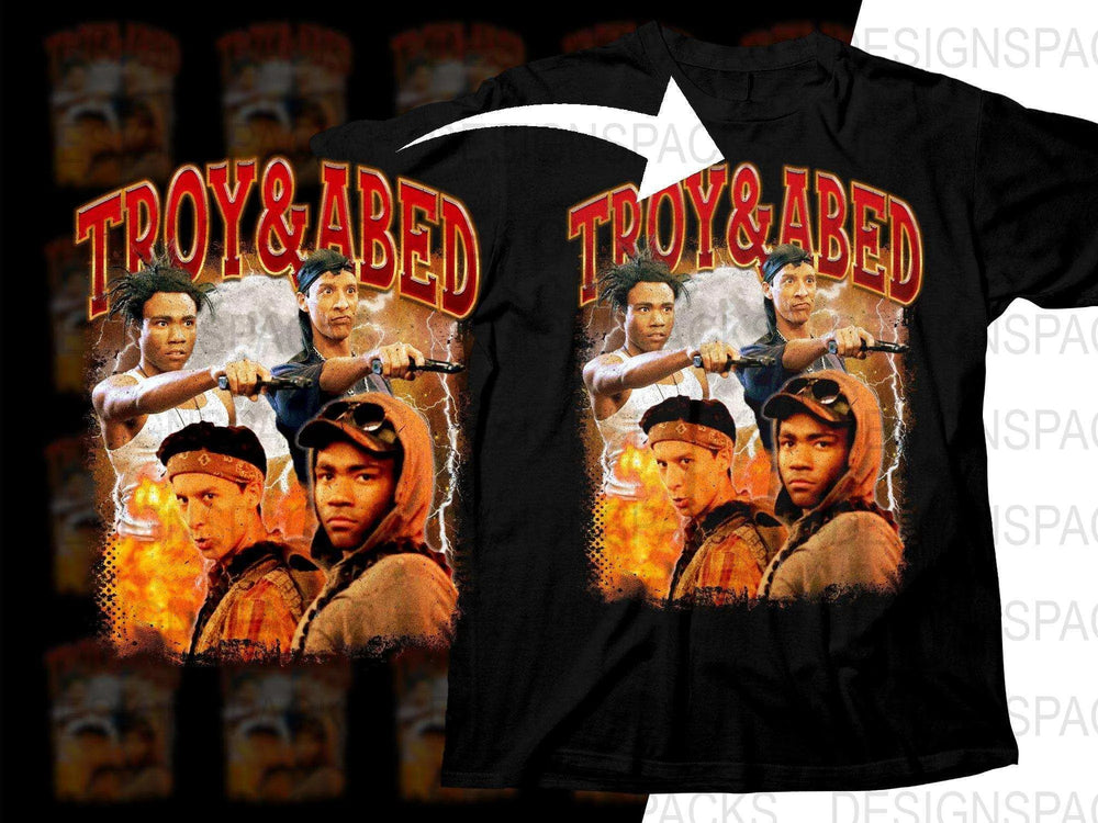 Retro Troy & Abed TV Show Character Collage Png Digital Download