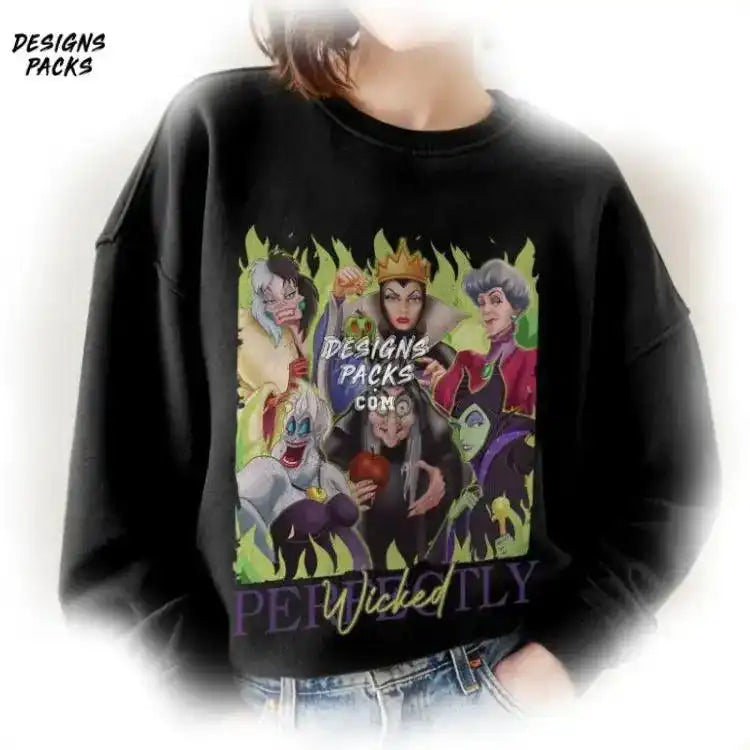 Retro Villains Squad Family Villain Sublimation Cartoon Perfectly Wicked Png Design