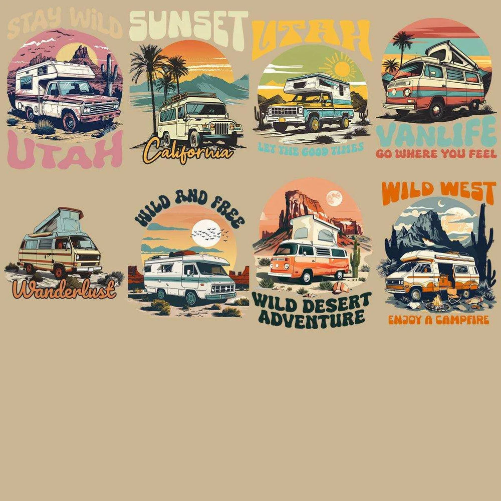19 Retro Western Adventure Designs Bundle PNG