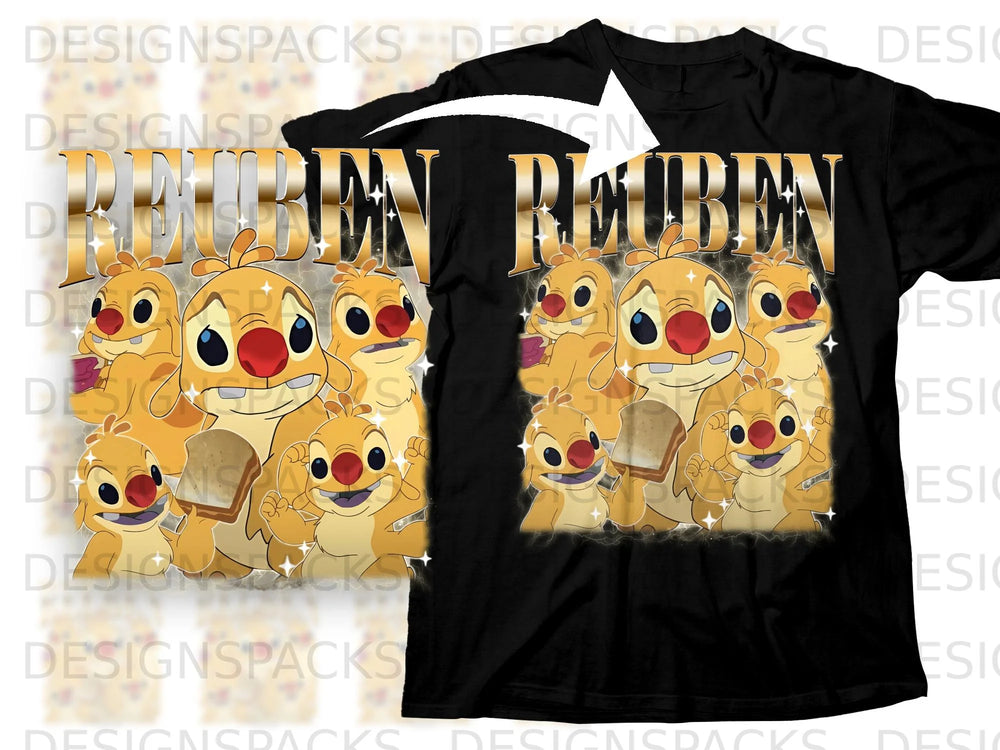 Golden text "REUBEN" above several cartoon characters with lightning bolts.