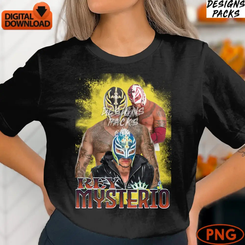 Rey Mysterio Wrestler Digital Art Lucha Libre Masked Png Mexican Wrestling Icon Instant Download
