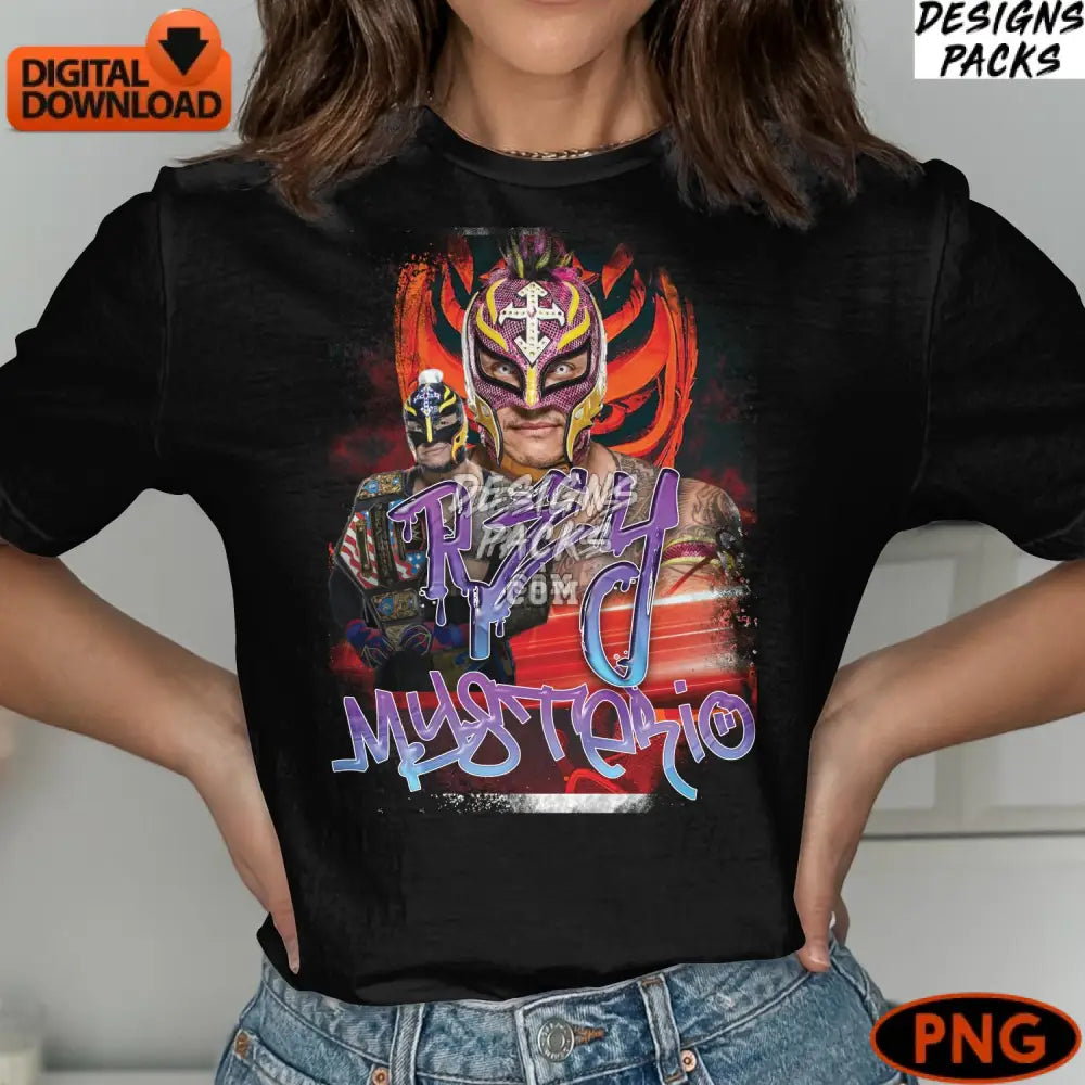 Rey Mysterio Wrestling Star Artwork Instant Download Png