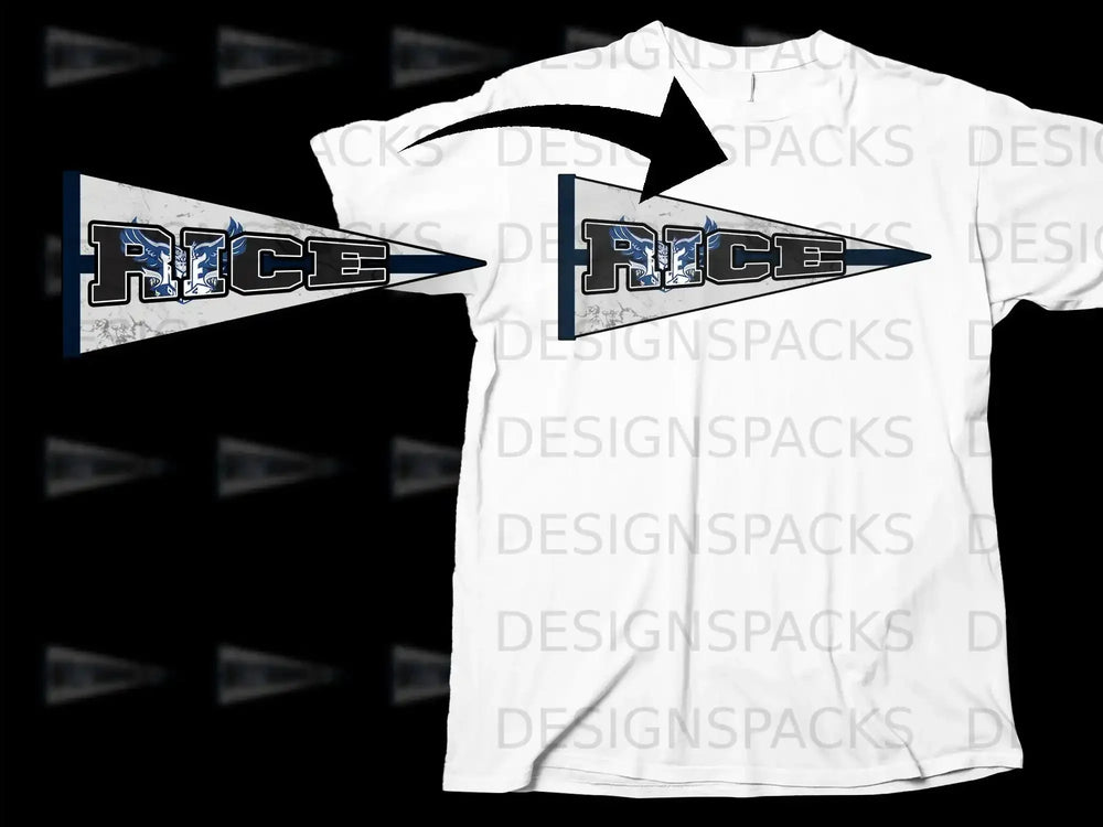 Rice University Pennant Design Graphic T-shirt