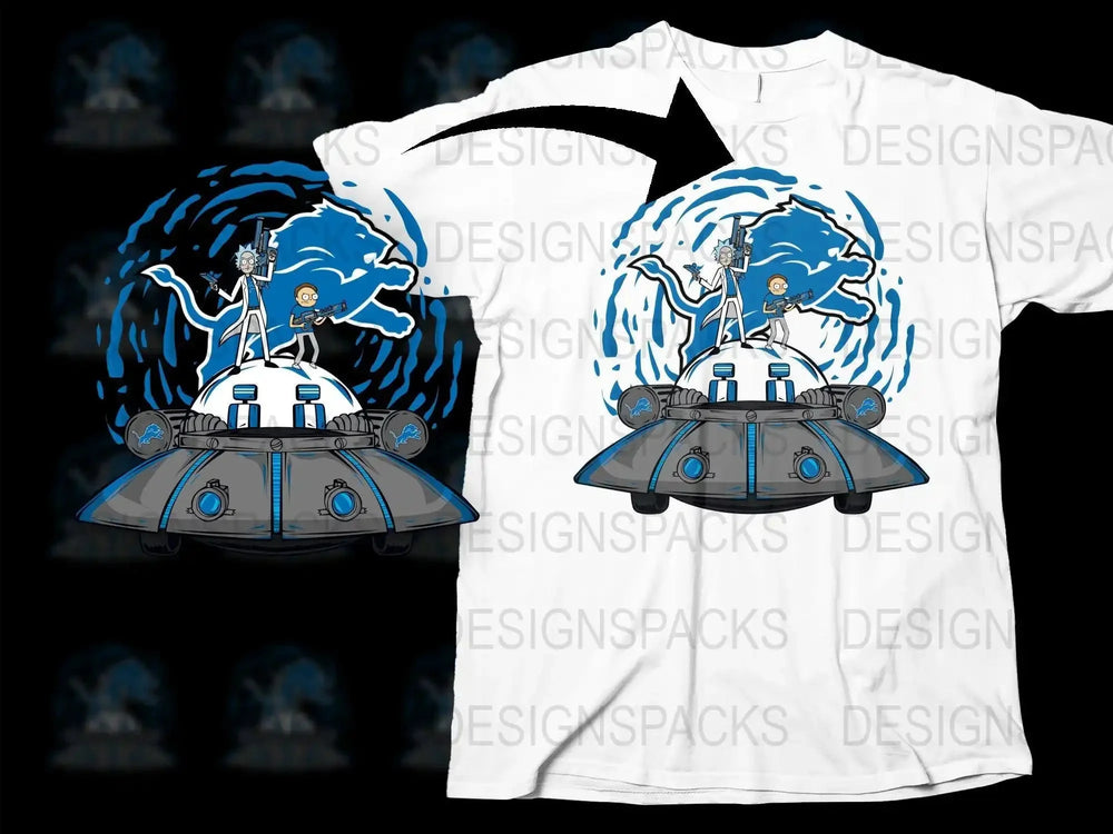 Rick And Morty Detroit Lions Fan Art Cool Png Digital Download