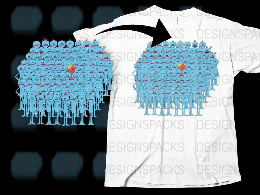 Rick and Morty Mr. Meeseeks Crowd Png Digital Download
