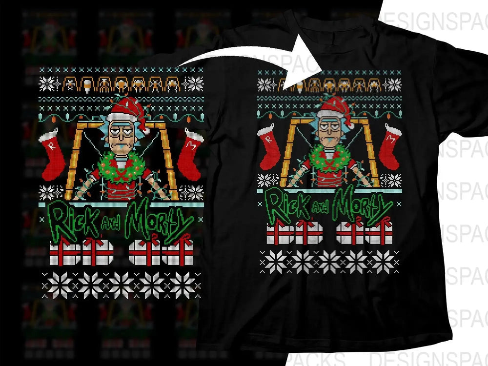 Rick and Morty Santa Sweater Christmas Graphic Png Digital Download