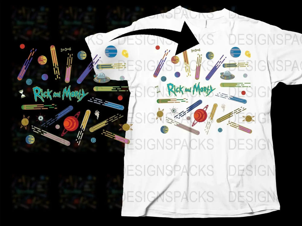 Rick and Morty Space Themed Graphic Print Png Digital Download